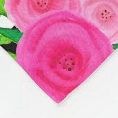 Couverture Polaire Aquarelle noire blanche rayée rose Monogramme flor (Coin)