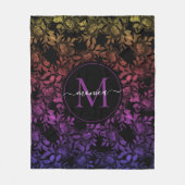 Couverture Polaire Aquarelle noire vintage Florale Monogramme (Devant)