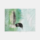 Couverture Polaire Aquarelle Oiseau commun Loon Nature Art (Devant (Horizontal))