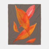 Couverture Polaire Aquarelle orange automne feuilles thème art (Devant)