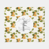 Couverture Polaire Aquarelle orange vintage Motif Monogramme (Devant (Horizontal))