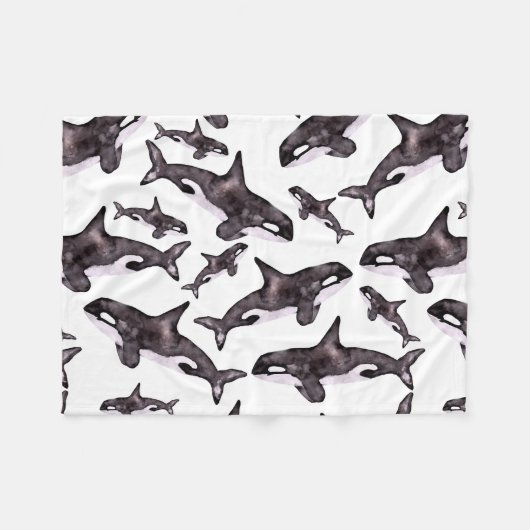 Couverture Polaire Aquarelle Orca (Devant (Horizontal))