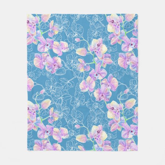Couverture Polaire Aquarelle orchidée peinte (Devant)