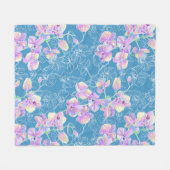 Couverture Polaire Aquarelle orchidée peinte (Devant (Horizontal))
