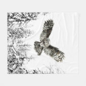 Couverture Polaire Aquarelle originale Frappe ou Chasse Chouette Oise (Devant (Horizontal))