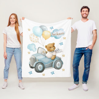 Couverture Polaire Aquarelle ours mignon en peluche sur la voiture
