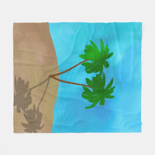 Couverture Polaire Aquarelle Palm Tree Beach Scene Collage (Devant (Horizontal))