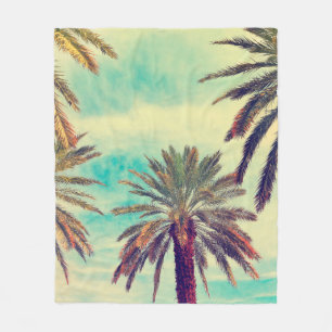 Couverture Polaire Aquarelle palmiers dans les jours ensoleillés