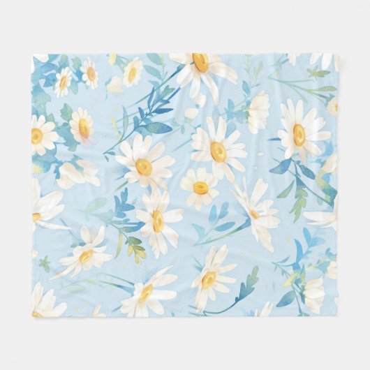 Couverture Polaire Aquarelle Pastel Daisies (Devant (Horizontal))