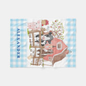 Couverture Polaire Aquarelle Pays Ferme Animaux Bébé Garçon Nursery F (Devant (Horizontal))