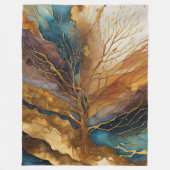 Couverture Polaire Aquarelle Paysage Abstrait Peinture Arbre d'or (Devant)