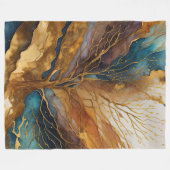Couverture Polaire Aquarelle Paysage Abstrait Peinture Arbre d'or (Devant (Horizontal))