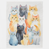 Couverture Polaire Aquarelle Peint Colorful Chat Collage (Devant)