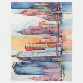 Couverture Polaire Aquarelle Peint Urbain Cityscape Skyscapers (Devant)