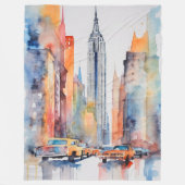 Couverture Polaire Aquarelle Peint Urbain Cityscape Skyscapers (Devant)
