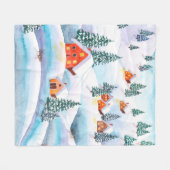 Couverture Polaire Aquarelle peinte à la main illustration de l'hiver (Devant (Horizontal))