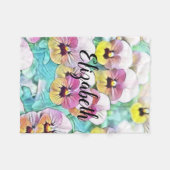 Couverture Polaire Aquarelle peinte de panneaux blancs jaune rose (Devant (Horizontal))