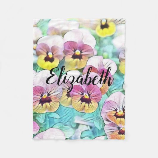 Couverture Polaire Aquarelle peinte de panneaux blancs jaune rose (Devant)