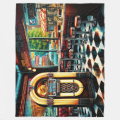Couverture Polaire Aquarelle Peinture 1950's Diner Jukebox (Devant)
