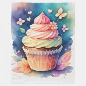 Couverture Polaire Aquarelle Peinture Cupcake (Devant)