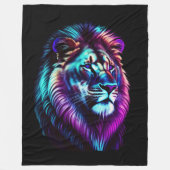 Couverture Polaire Aquarelle Peinture Lion bleu pourpre (Devant)