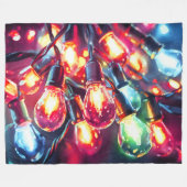 Couverture Polaire Aquarelle Peinture Noël Chaîne de Noël Lumière (Devant (Horizontal))