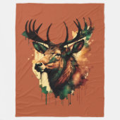 Couverture Polaire Aquarelle Peinture Terre Elk coloré (Devant)