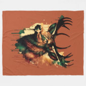 Couverture Polaire Aquarelle Peinture Terre Elk coloré (Devant (Horizontal))