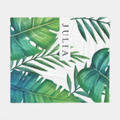 Couverture Polaire Aquarelle Personnalisée Feuilles tropicaux (Devant (Horizontal))