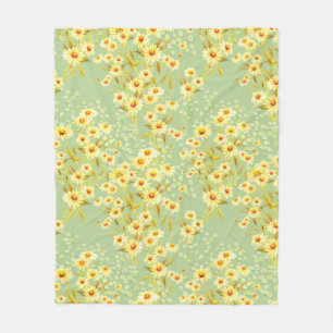 Couverture Polaire Aquarelle photo de fleurs marguerites sur un vert