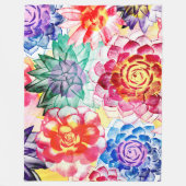Couverture Polaire Aquarelle Plante créative et succulente (Devant)