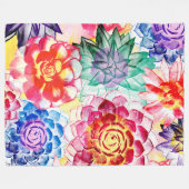 Couverture Polaire Aquarelle Plante créative et succulente (Devant (Horizontal))
