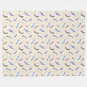 Couverture Polaire Aquarelle Plumes Feuilles et Branches Motif (Devant (Horizontal))