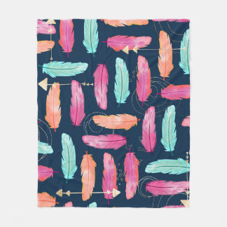 Couverture Polaire Aquarelle plumes sans couture motif boho avec fea