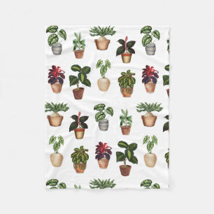 Couverture Polaire Aquarelle Pots Plante Motif Pots en terre cuite
