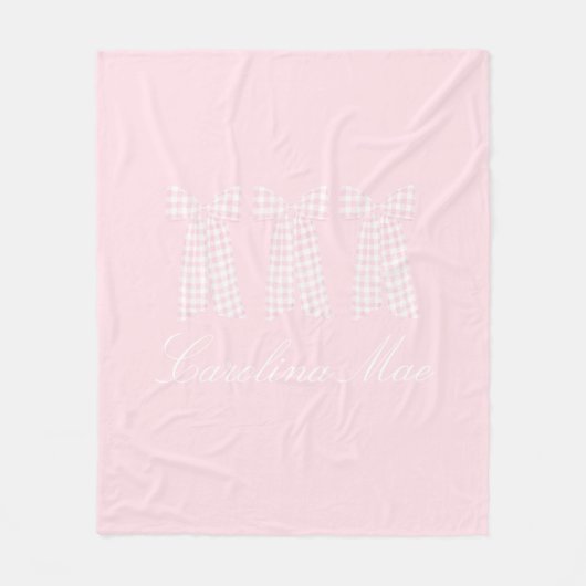 Couverture Polaire Aquarelle Preppy Rose En vichy Bow (Devant)