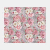 Couverture Polaire Aquarelle Pretty Pink Pastel Floral & Dentelle (Devant (Horizontal))