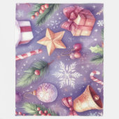 Couverture Polaire Aquarelle Purple Motifs de Noël (Devant)