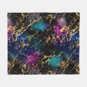 Couverture Polaire Aquarelle Rainbow & Black & Gold Marble Galaxy (Devant (Horizontal))