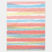 Couverture Polaire Aquarelle rayures rose bleu jaune (Devant)