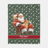 Couverture Polaire Aquarelle rétro Santa Claus Vacances (Devant)