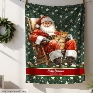 Couverture Polaire Aquarelle rétro Santa Claus Vacances