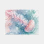 Couverture Polaire Aquarelle rose délicate méduse (Devant (Horizontal))