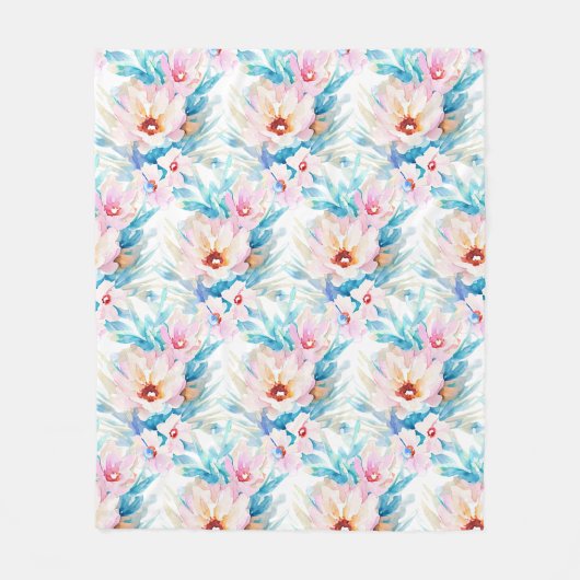 Couverture Polaire Aquarelle rose et bleu (Devant)