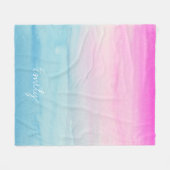 Couverture Polaire Aquarelle rose et bleu Ombre | Ajoutez votre nom (Devant (Horizontal))