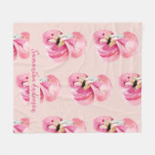 Couverture Polaire Aquarelle rose exotique Flamingo Motif et nom (Devant (Horizontal))