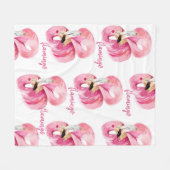 Couverture Polaire Aquarelle rose exotique moderne Motif flamant (Devant (Horizontal))
