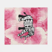 Couverture Polaire Aquarelle rose Fille Tribe noire & blanche Elephan (Devant (Horizontal))