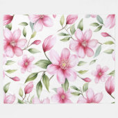 Couverture Polaire Aquarelle rose floral (Devant (Horizontal))