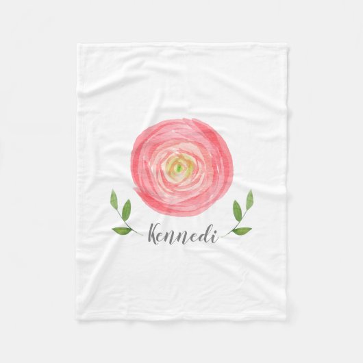 Couverture Polaire Aquarelle rose Floral Fleece Baby (Devant)